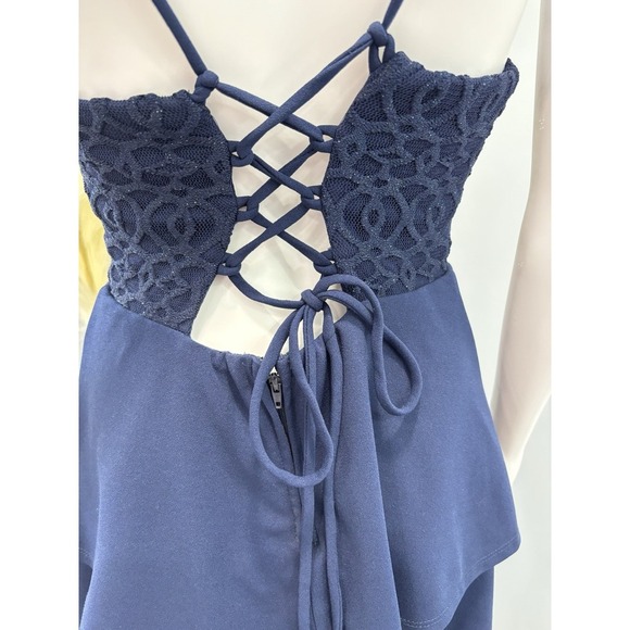City Studio Elegant Navy Blue Lace Tiered Dress Size 9 Homecoming - Picture 4 of 7